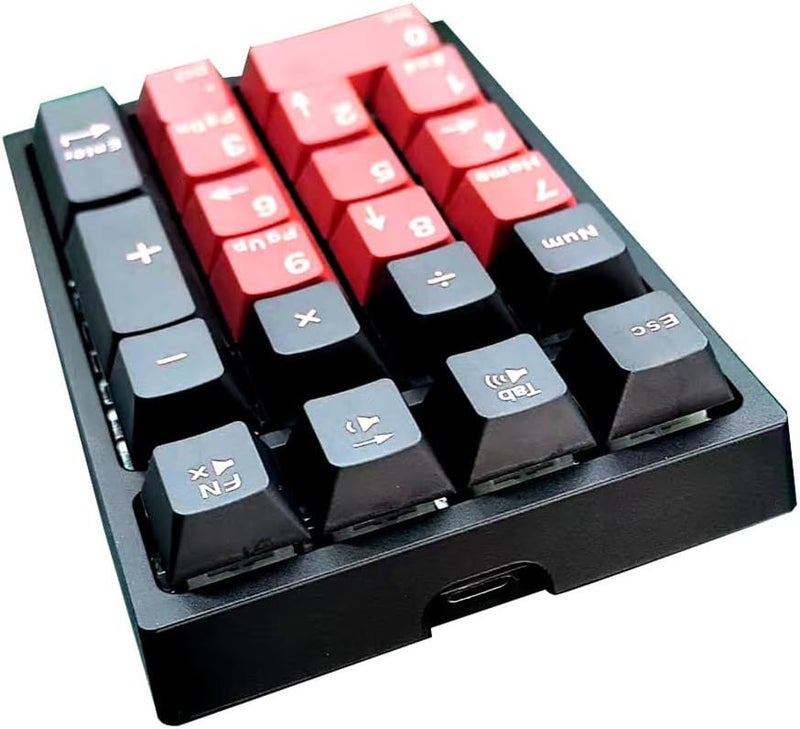 Boyi TD21 Hot Swap Numpad,21 Keys Mini Numpad Portable Keypad Bluetooth5.0/2.4G/Wired Number Pad Keyboard PBT Keycaps RGB Backlit Type-C Mini Keyboard (Black Red Cherry Keycaps) - Image 2